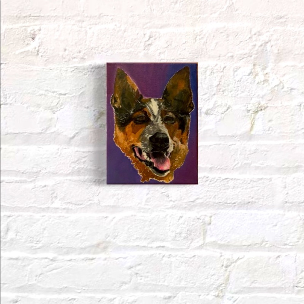 Portrait à l’huile d’un Blue heeler (bouvier australien ) 🐕
